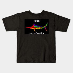 Anchored By Fin Blue Marlin- OBX Kids T-Shirt